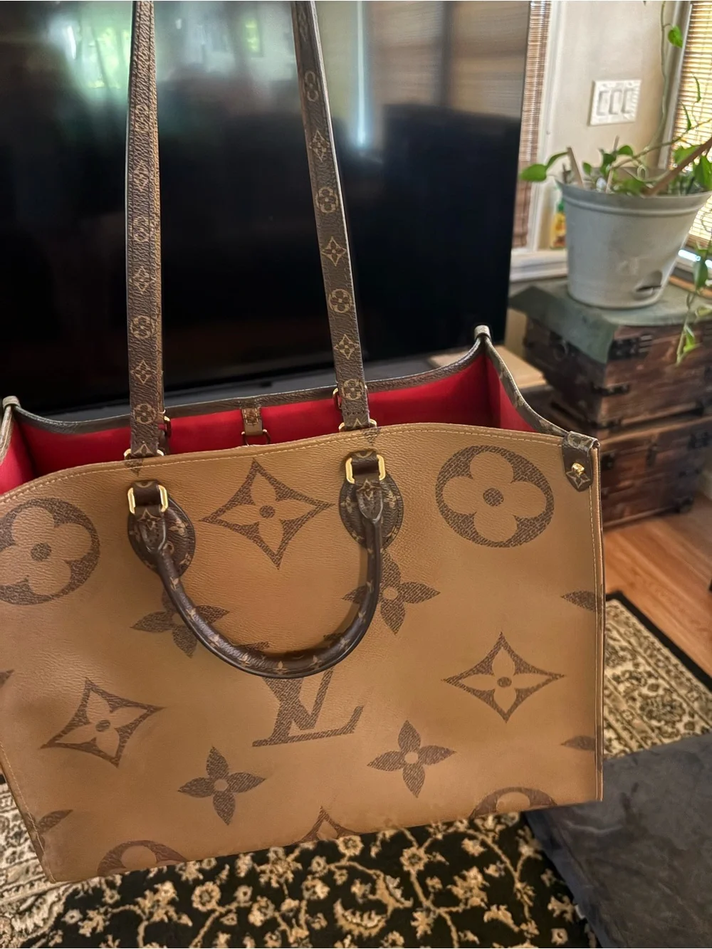 Louis Vuitton OTG GM Reverse Tote with Red Interior